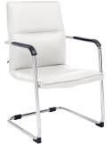 Fauteuil de table moderne avec accoudoirs en Polyuréthane Blanc Métal Argenté Seamus