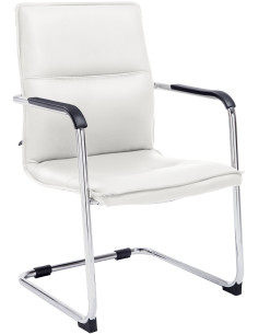Fauteuil de table moderne avec accoudoirs en Polyuréthane Blanc Métal Argenté Seamus - 1