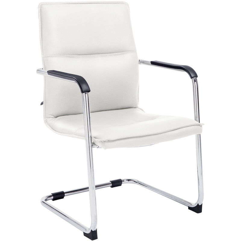 Fauteuil de table moderne avec accoudoirs en Polyuréthane Blanc Métal Argenté Seamus - 1