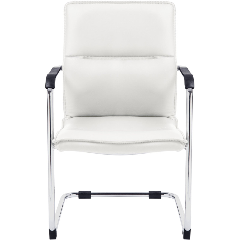 Fauteuil de table moderne avec accoudoirs en Polyuréthane Blanc Métal Argenté Seamus - 3