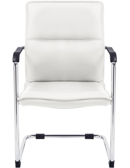 Fauteuil de table moderne avec accoudoirs en Polyuréthane Blanc Métal Argenté Seamus - 3