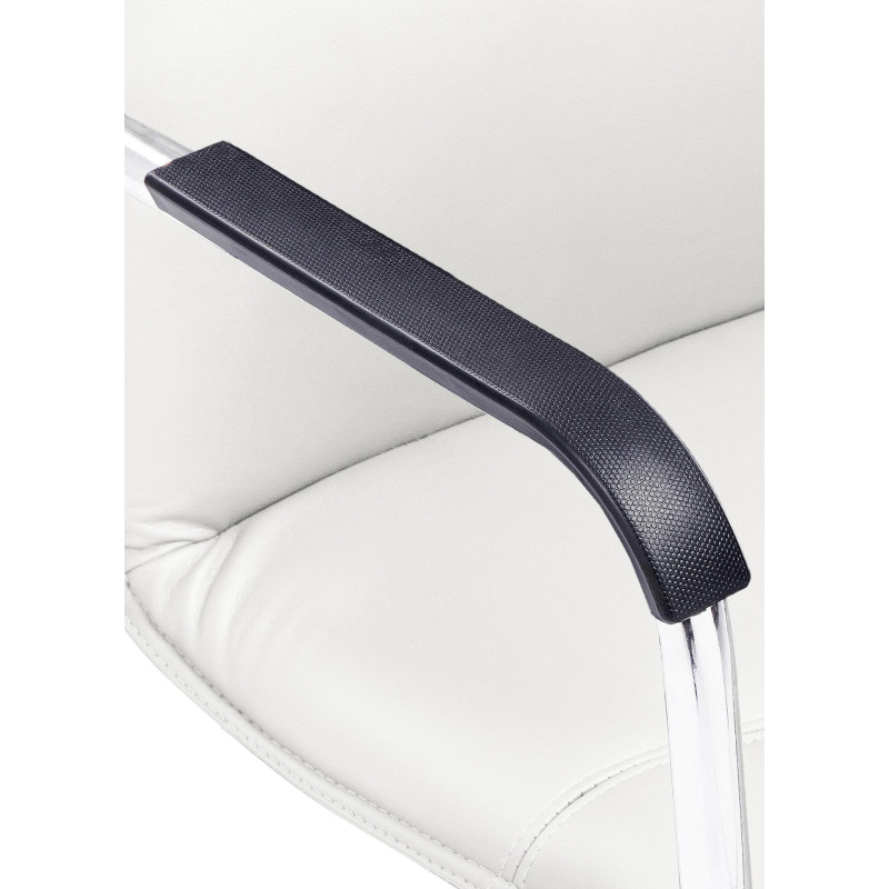 Fauteuil de table moderne avec accoudoirs en Polyuréthane Blanc Métal Argenté Seamus - 5