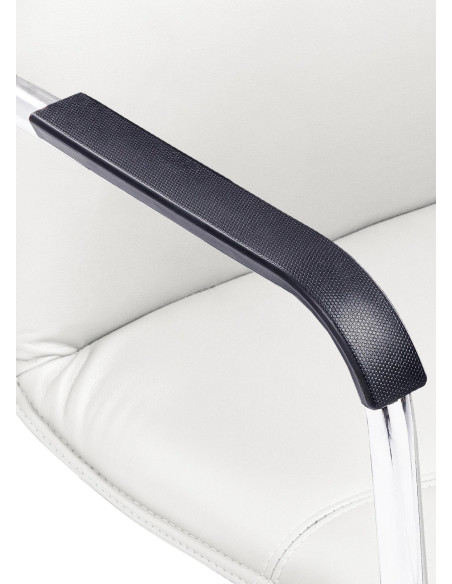 Fauteuil de table moderne avec accoudoirs en Polyuréthane Blanc Métal Argenté Seamus - 5