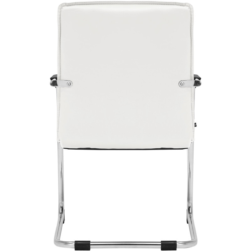 Fauteuil de table moderne avec accoudoirs en Polyuréthane Blanc Métal Argenté Seamus - 6