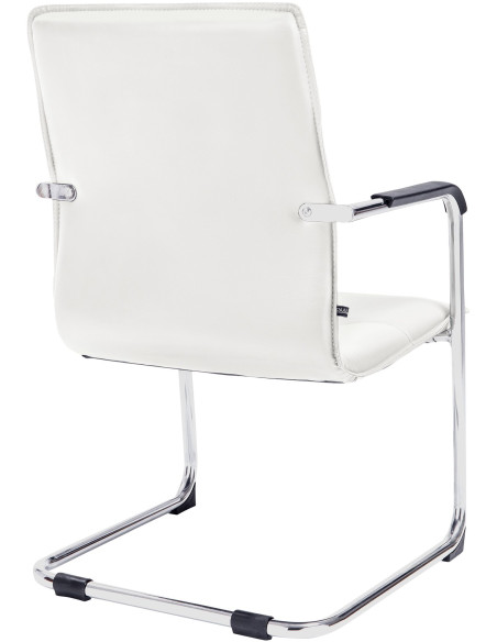 Fauteuil de table moderne avec accoudoirs en Polyuréthane Blanc Métal Argenté Seamus - 8