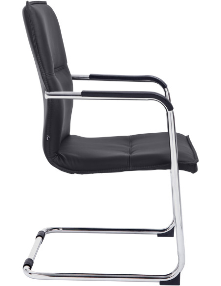 Fauteuil de table moderne avec accoudoirs en Polyuréthane Noir Métal Argenté Seamus - 2