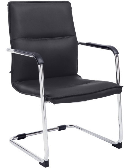 Fauteuil de table moderne avec accoudoirs en Polyuréthane Noir Métal Argenté Seamus - 1