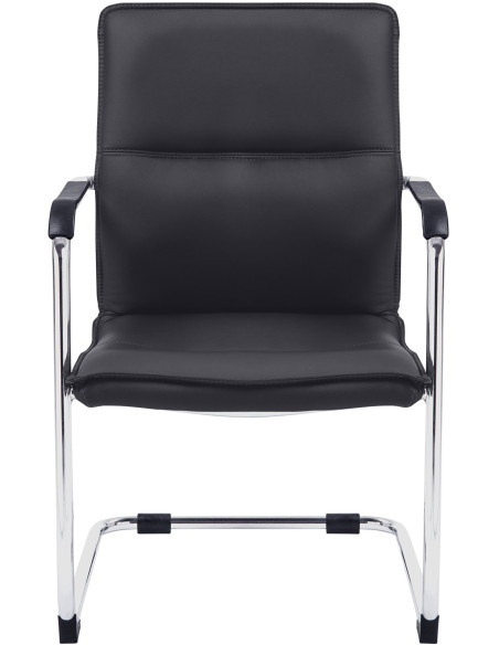 Fauteuil de table moderne avec accoudoirs en Polyuréthane Noir Métal Argenté Seamus - 3