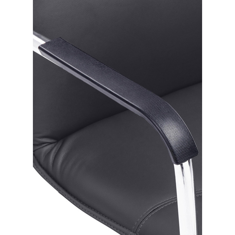 Fauteuil de table moderne avec accoudoirs en Polyuréthane Noir Métal Argenté Seamus - 5