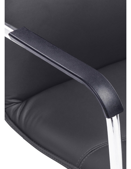 Fauteuil de table moderne avec accoudoirs en Polyuréthane Noir Métal Argenté Seamus - 5