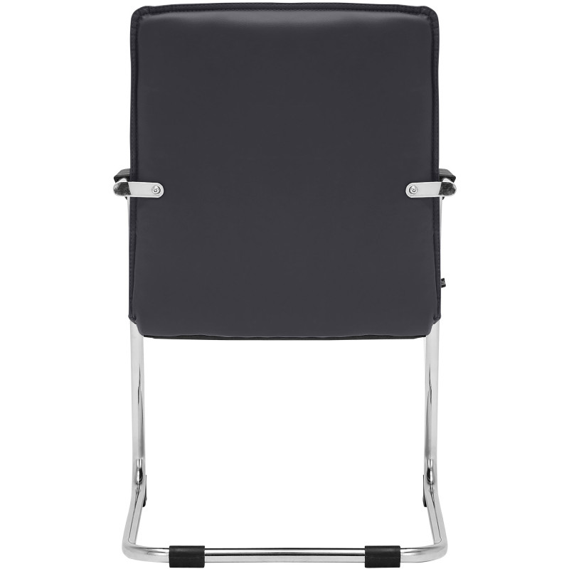 Fauteuil de table moderne avec accoudoirs en Polyuréthane Noir Métal Argenté Seamus - 6