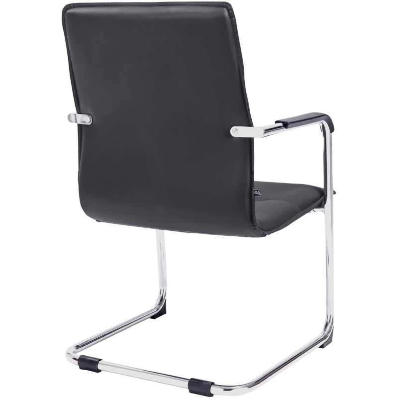 Fauteuil de table moderne avec accoudoirs en Polyuréthane Noir Métal Argenté Seamus - 8