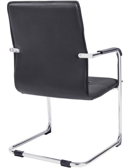 Fauteuil de table moderne avec accoudoirs en Polyuréthane Noir Métal Argenté Seamus - 8