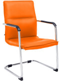 Fauteuil de table moderne avec accoudoirs en Polyuréthane Orange Métal Argenté Seamus