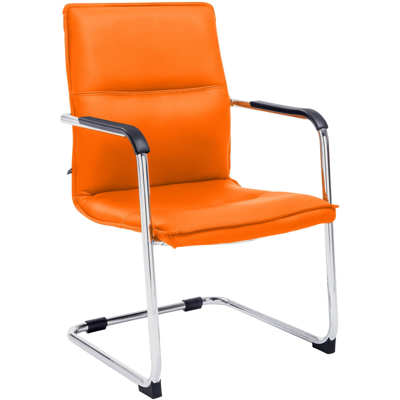Fauteuil de table moderne avec accoudoirs en Polyuréthane Orange Métal Argenté Seamus - 1