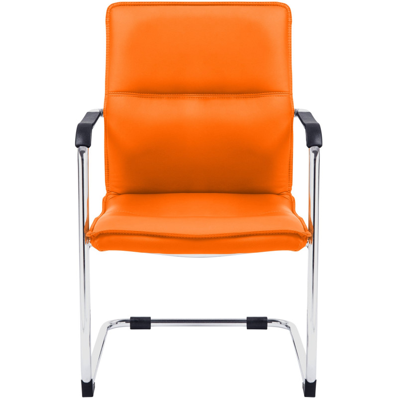 Fauteuil de table moderne avec accoudoirs en Polyuréthane Orange Métal Argenté Seamus - 2