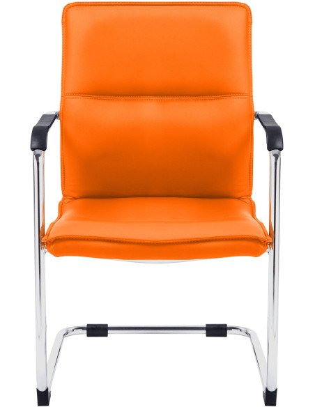Fauteuil de table moderne avec accoudoirs en Polyuréthane Orange Métal Argenté Seamus - 2