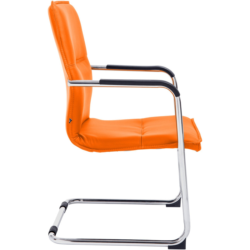 Fauteuil de table moderne avec accoudoirs en Polyuréthane Orange Métal Argenté Seamus - 3