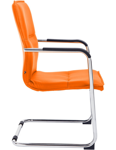 Fauteuil de table moderne avec accoudoirs en Polyuréthane Orange Métal Argenté Seamus - 3