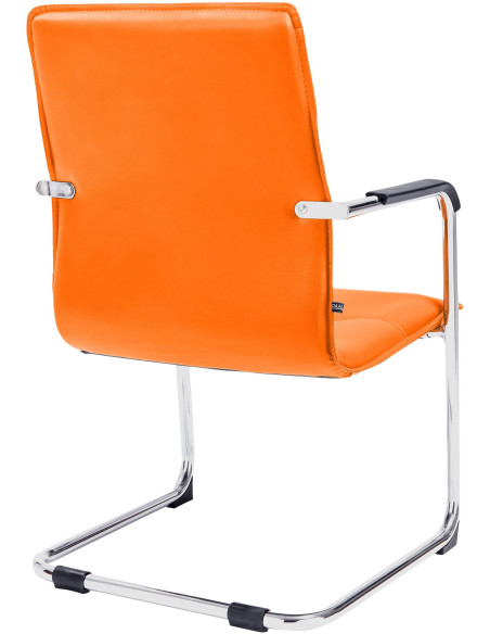 Fauteuil de table moderne avec accoudoirs en Polyuréthane Orange Métal Argenté Seamus - 4