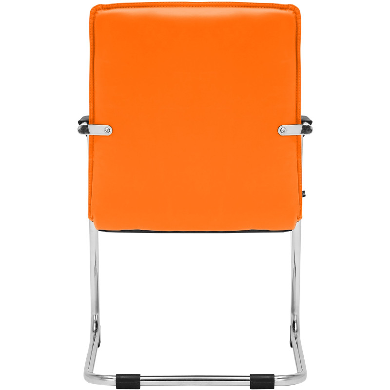 Fauteuil de table moderne avec accoudoirs en Polyuréthane Orange Métal Argenté Seamus - 6