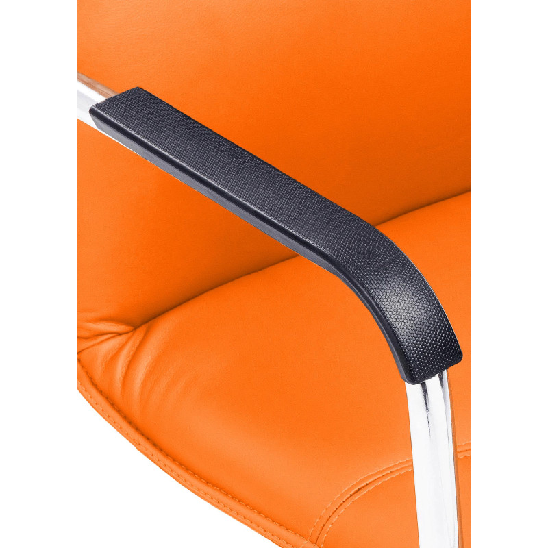 Fauteuil de table moderne avec accoudoirs en Polyuréthane Orange Métal Argenté Seamus - 8