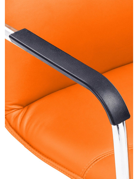Fauteuil de table moderne avec accoudoirs en Polyuréthane Orange Métal Argenté Seamus - 8
