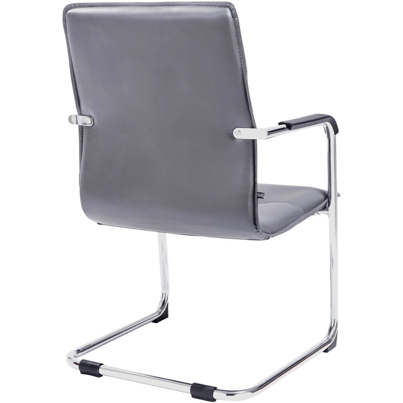 Fauteuil de table moderne avec accoudoirs en Polyuréthane Gris Métal Argenté Seamus - 3