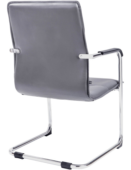 Fauteuil de table moderne avec accoudoirs en Polyuréthane Gris Métal Argenté Seamus - 3