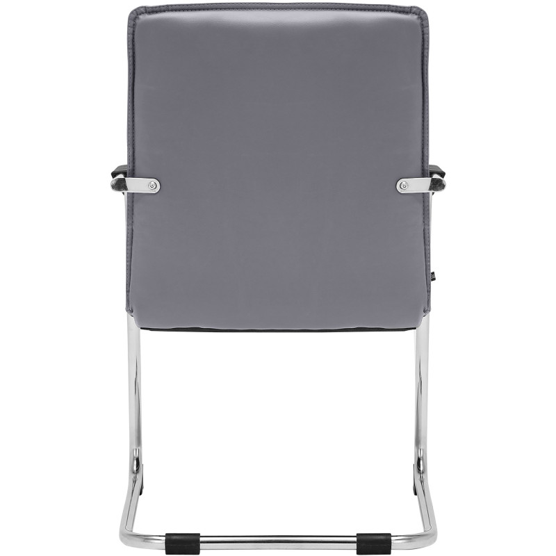 Fauteuil de table moderne avec accoudoirs en Polyuréthane Gris Métal Argenté Seamus - 5