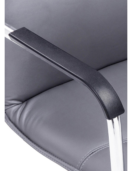 Fauteuil de table moderne avec accoudoirs en Polyuréthane Gris Métal Argenté Seamus - 8