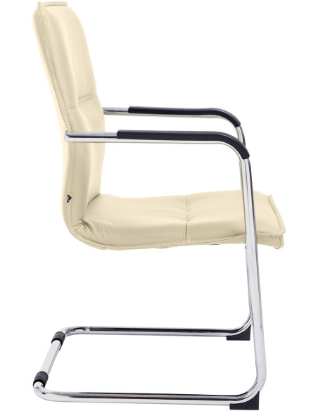 Fauteuil de table moderne avec accoudoirs en Polyuréthane Blanc crème Métal Argenté Seamus - 2