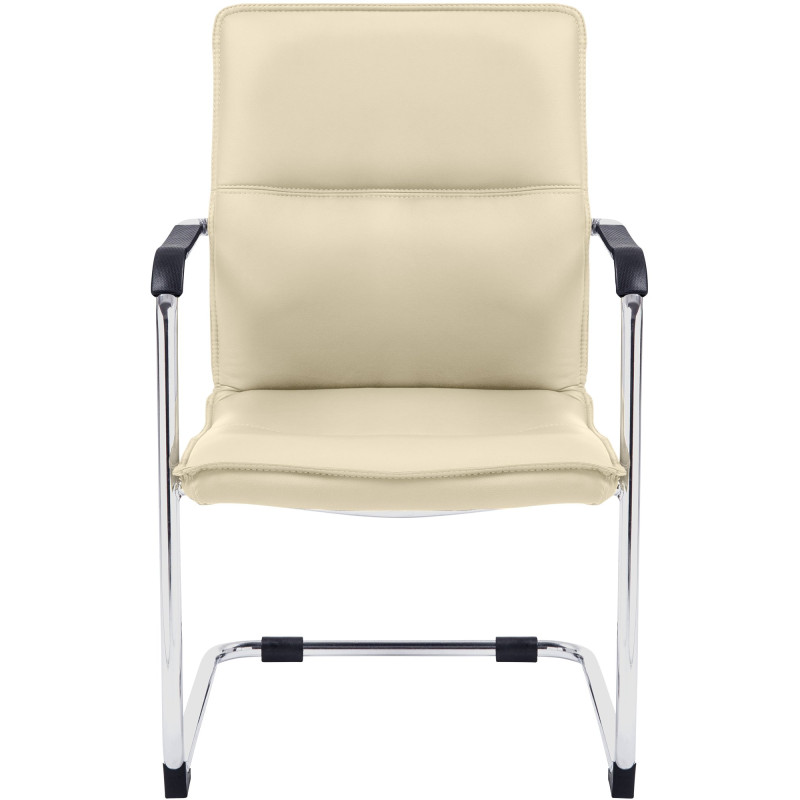 Fauteuil de table moderne avec accoudoirs en Polyuréthane Blanc crème Métal Argenté Seamus - 3