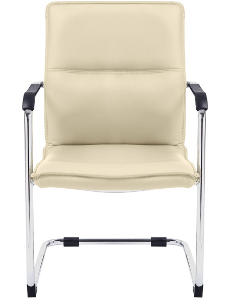 Fauteuil de table moderne avec accoudoirs en Polyuréthane Blanc crème Métal Argenté Seamus - 3