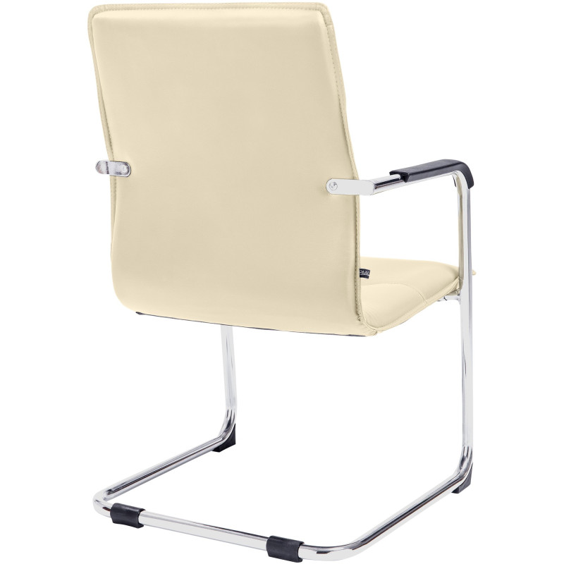 Fauteuil de table moderne avec accoudoirs en Polyuréthane Blanc crème Métal Argenté Seamus - 4