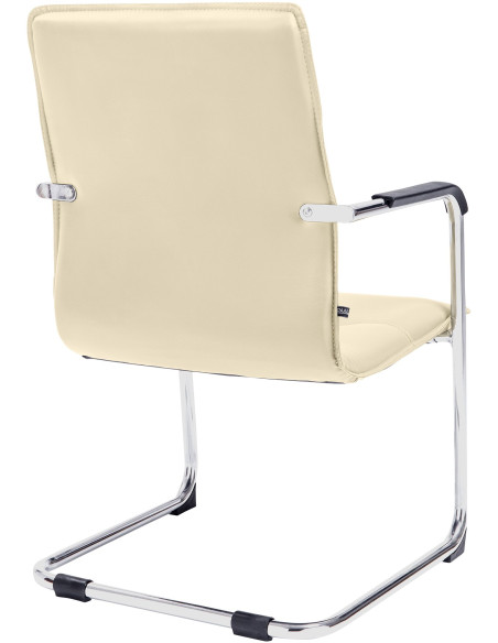 Fauteuil de table moderne avec accoudoirs en Polyuréthane Blanc crème Métal Argenté Seamus - 4