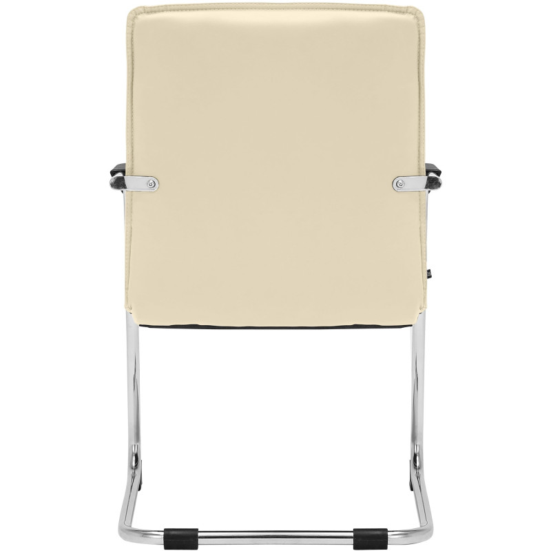 Fauteuil de table moderne avec accoudoirs en Polyuréthane Blanc crème Métal Argenté Seamus - 5