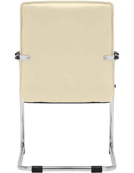 Fauteuil de table moderne avec accoudoirs en Polyuréthane Blanc crème Métal Argenté Seamus - 5