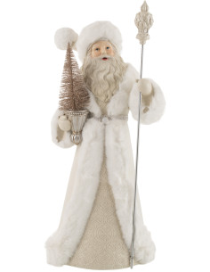 Statue déco Père Noël Santa en Résine Blanc - 1