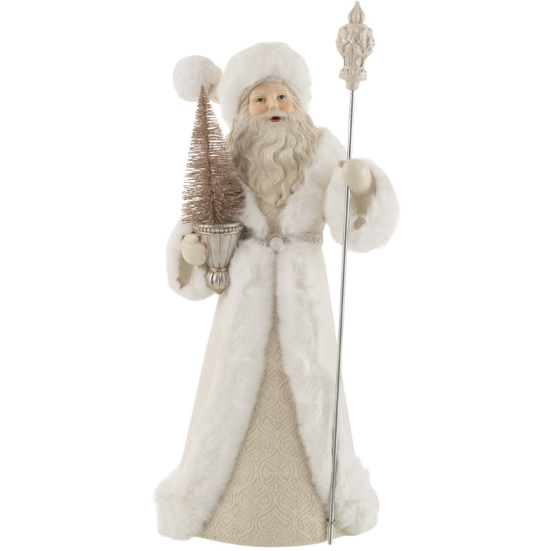 Statue déco Père Noël Santa en Résine Blanc - 1