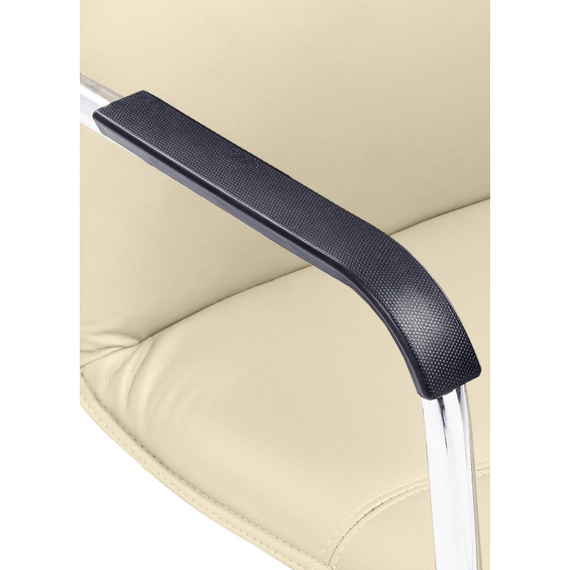 Fauteuil de table moderne avec accoudoirs en Polyuréthane Blanc crème Métal Argenté Seamus - 8