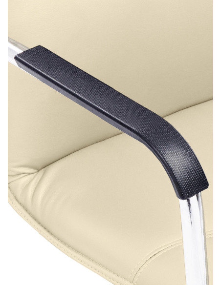Fauteuil de table moderne avec accoudoirs en Polyuréthane Blanc crème Métal Argenté Seamus - 8