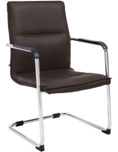 Fauteuil de table moderne avec accoudoirs en Polyuréthane Marron Métal Argenté Seamus - 1