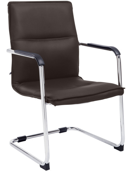 Fauteuil de table moderne avec accoudoirs en Polyuréthane Marron Métal Argenté Seamus - 1