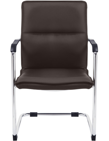 Fauteuil de table moderne avec accoudoirs en Polyuréthane Marron Métal Argenté Seamus - 2