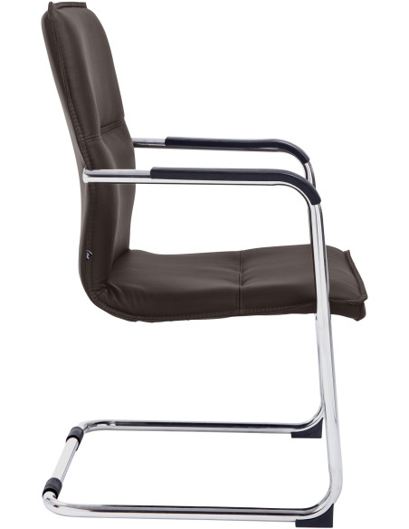 Fauteuil de table moderne avec accoudoirs en Polyuréthane Marron Métal Argenté Seamus - 3