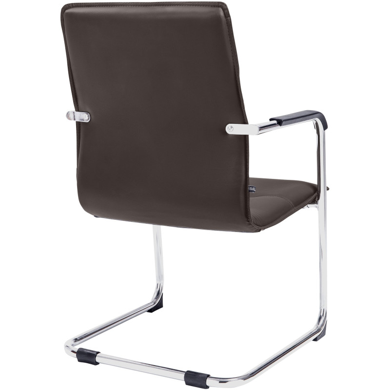 Fauteuil de table moderne avec accoudoirs en Polyuréthane Marron Métal Argenté Seamus - 4