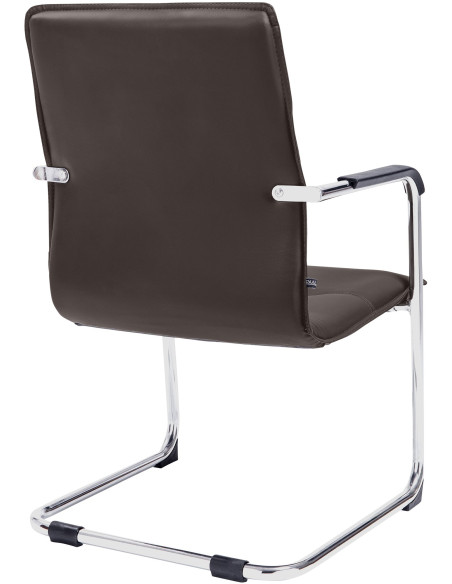 Fauteuil de table moderne avec accoudoirs en Polyuréthane Marron Métal Argenté Seamus - 4