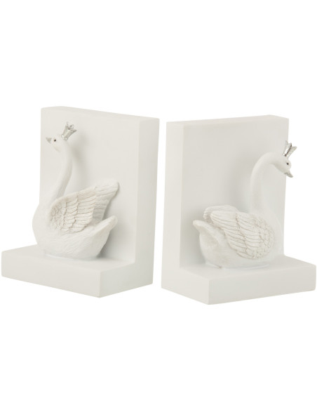 Serre livres Cygnes blancs en résine 14 cm - 1