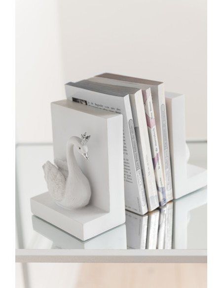 Serre livres Cygnes blancs en résine 14 cm - 2